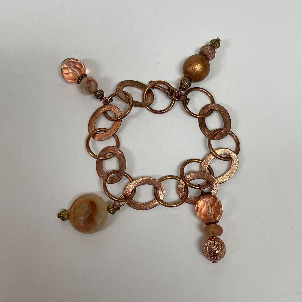 Bronze Color Beads Beaded Women's Fashion Chain Charm Bracelet NWOT‎